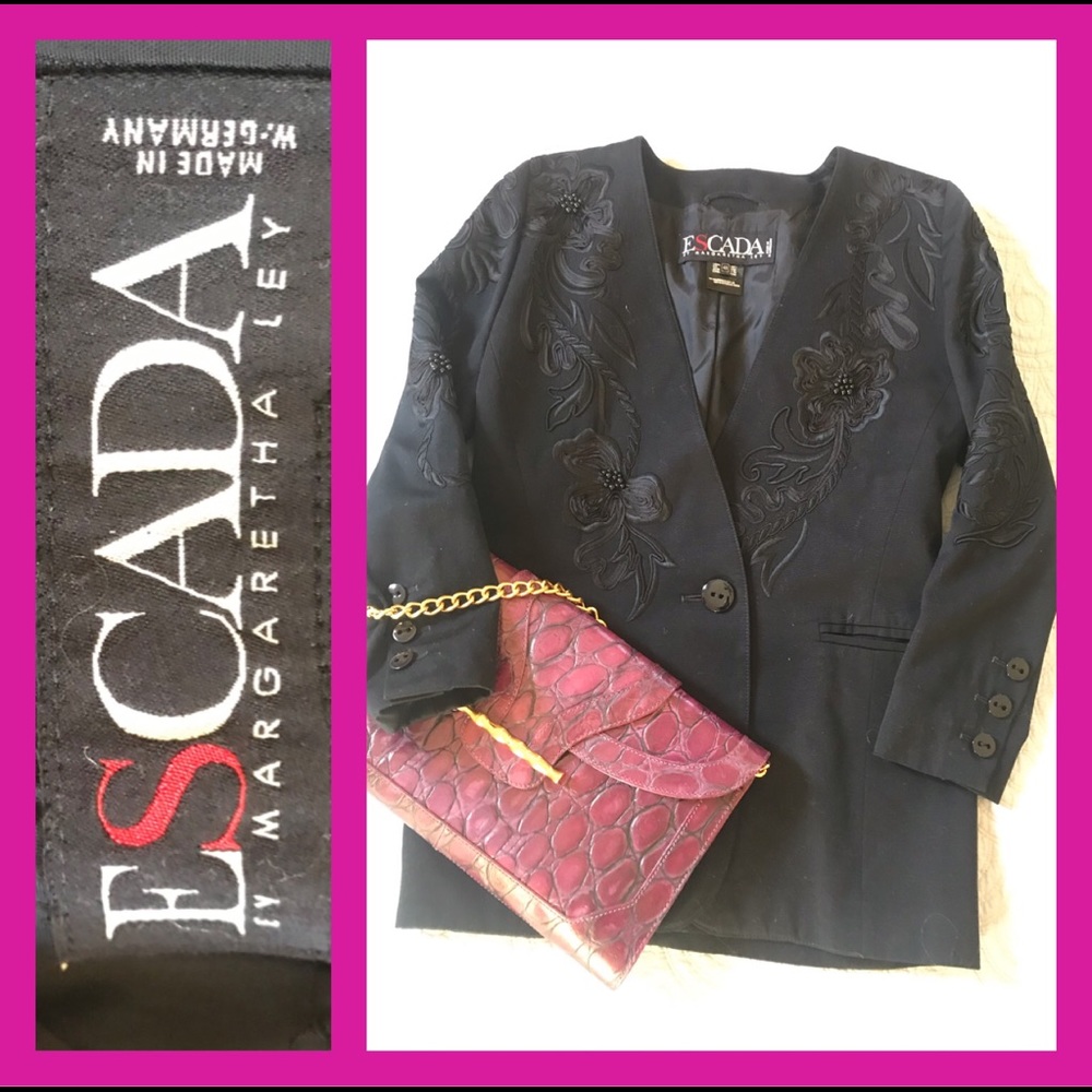 Escada black Embroidered Jacket SZ 42